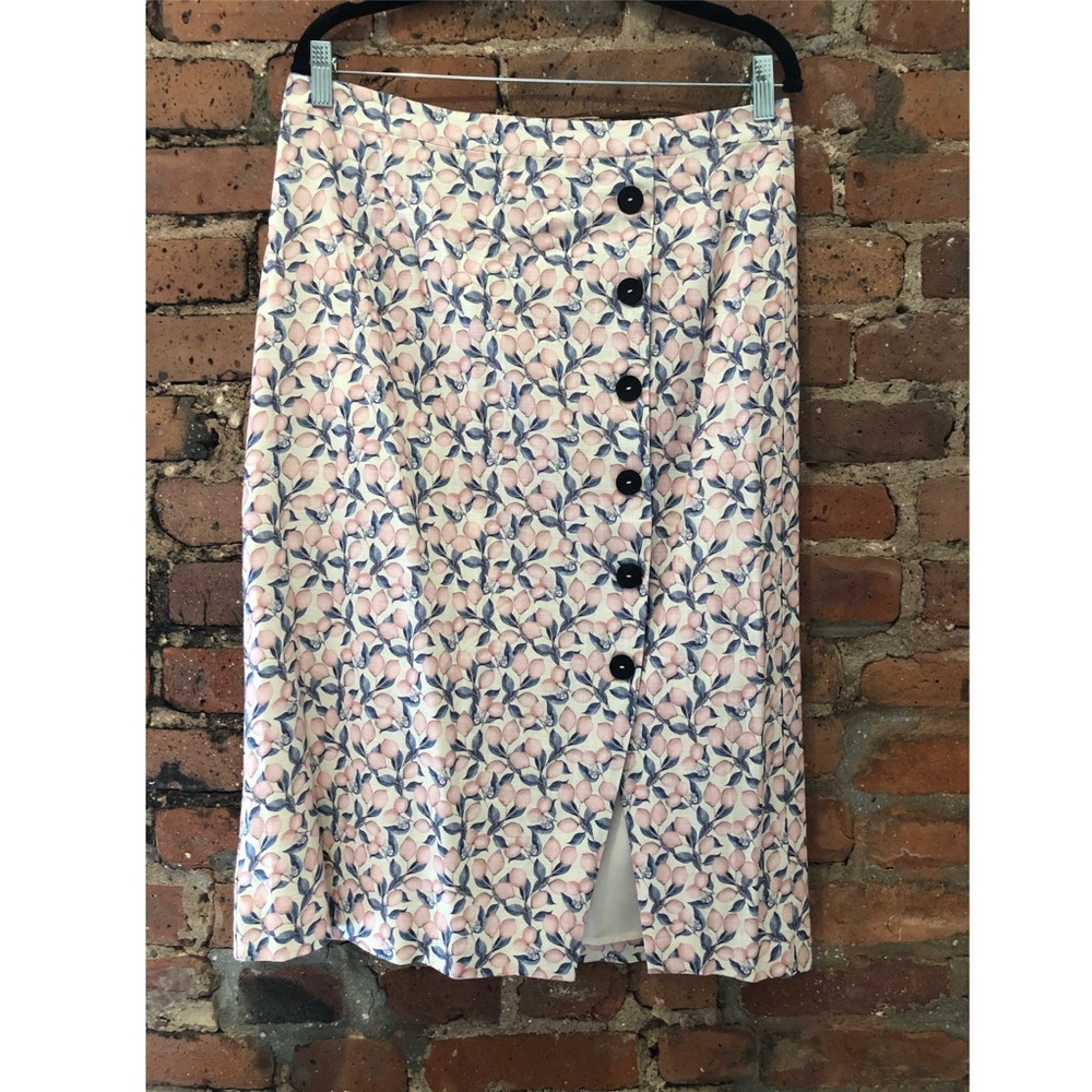 Anthropologie pink lemons midi skirt
